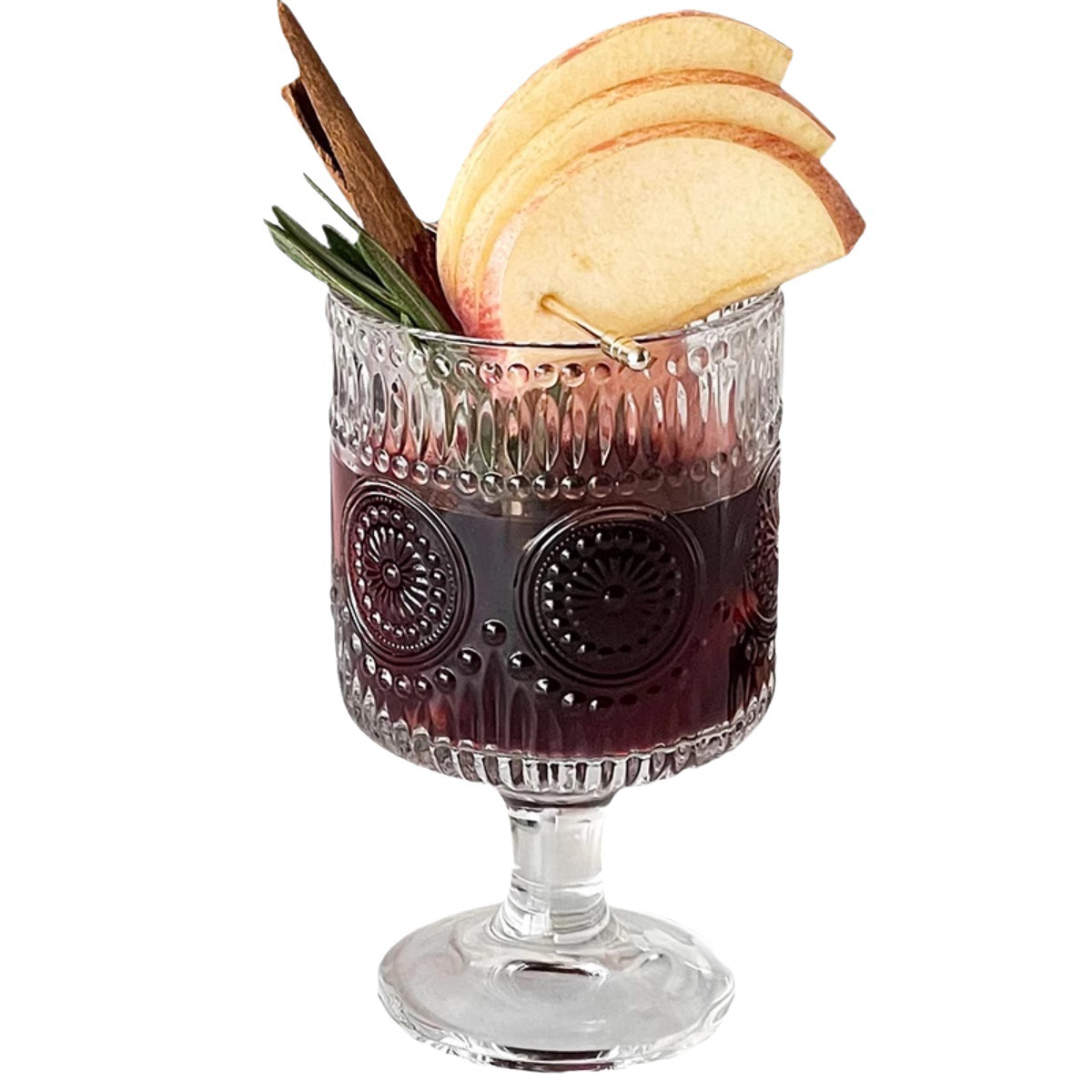 Hot red wine glass, Christmas cocktail, sunflower tall glass, high appearance level, slightly tipsy, brewing wine, drinking, foreign wine glass, glass glass Item Picture
