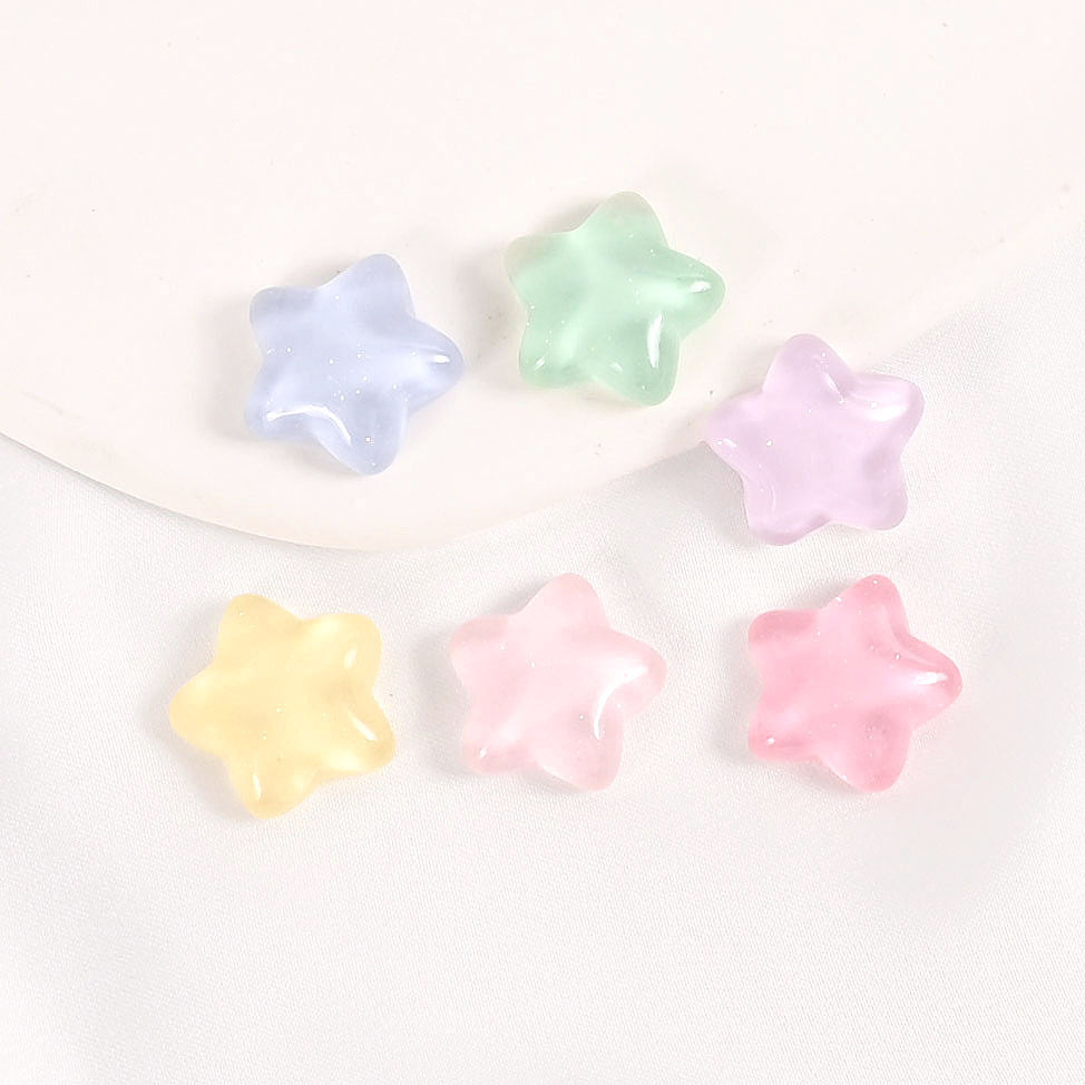 Fine flash ice-transparent five-angled candy-colored resin star accessories diy handmade cream glue jewelry mobile phone hair accessory materials Specification drawing