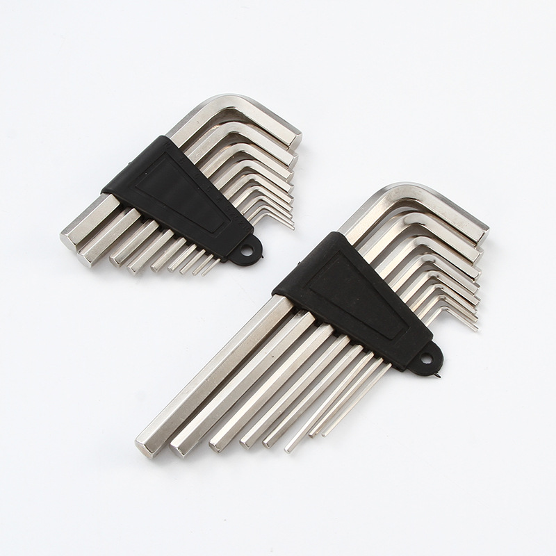 9-piece set of Allen wrench, extended ball head Allen wrench, 9-piece set of L-shaped box wrench, internal hexagonal wrench Specification drawing
