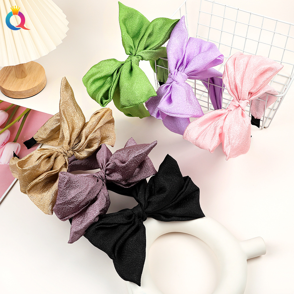 Qiyue Xiaoxiangfeng large bow hair band with a high-end feel, wide edge for washing face, women's high head top hair band wholesale full figure