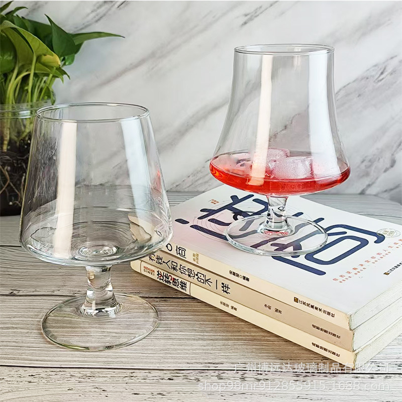 Waist-cinching brandy glass, glass low-stemmed glass, red wine glass, creative whisky craft beer glass, spirits wine glass Specification drawing