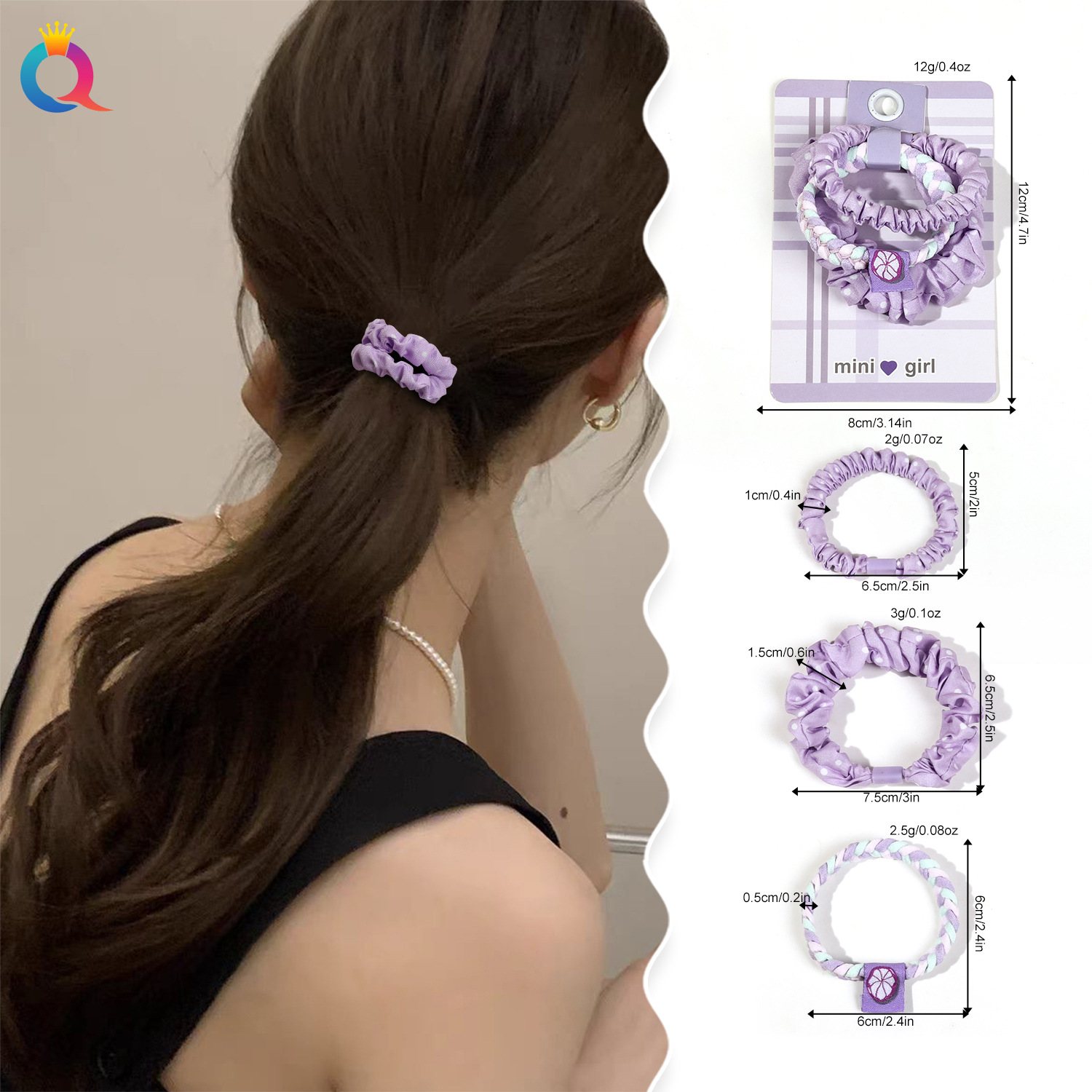 Qiyue Cute Hemp Rope Hair Tie for Girls 2025 Korean-style New hair Tie, high elasticity and durable hair accessory details Picture