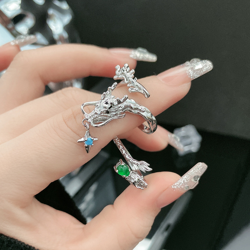 Unique dragon-shaped open ring for the zodiac year for women on Instagram, with a cold, niche, high-end, exquisite and fashionable personality details Picture