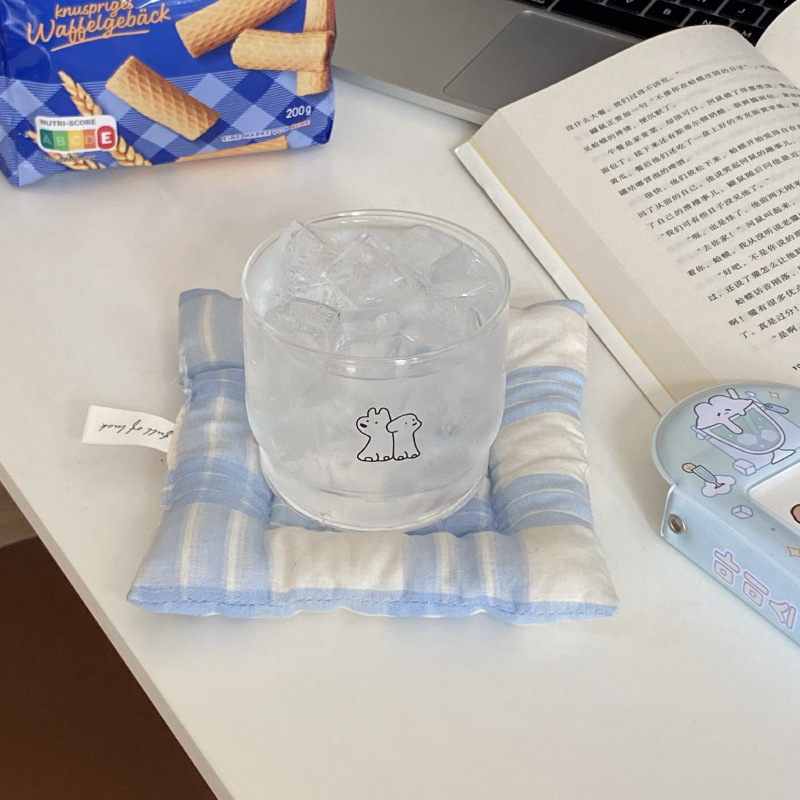 Stackable homemade cartoon ins dog breakfast cup, high-temperature resistant glass cup, milk cup, simple couple 300ml full figure