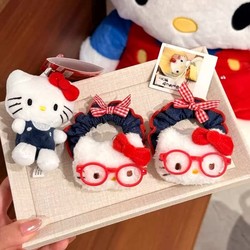 Cute cat denim hair bands, Korean-style large intestine hair bands, women's headwear, hair accessories tied in a ponytail, and a high-end look for girls details Picture
