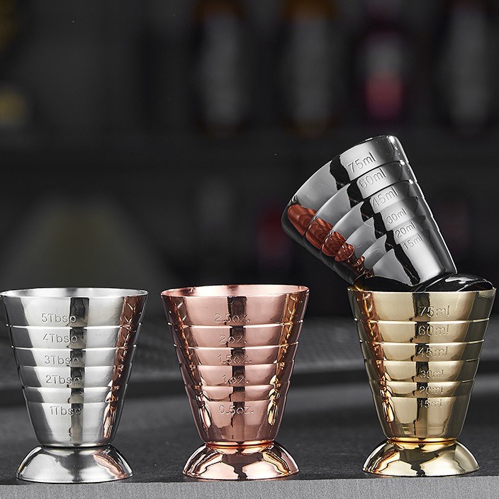 Thickened stainless steel 304 wine measuring glass, measuring cup with scale, ounce cup, bar cocktail mixing tool set full figure