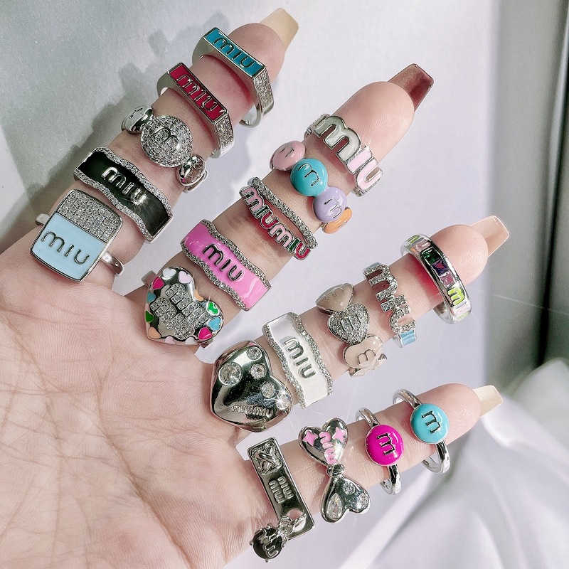 The niche design of the "Miao Letter Open Ring" with colorful glaze drops, dopamine, sweet and cool, cold style, high-end and versatile ring Specification drawing