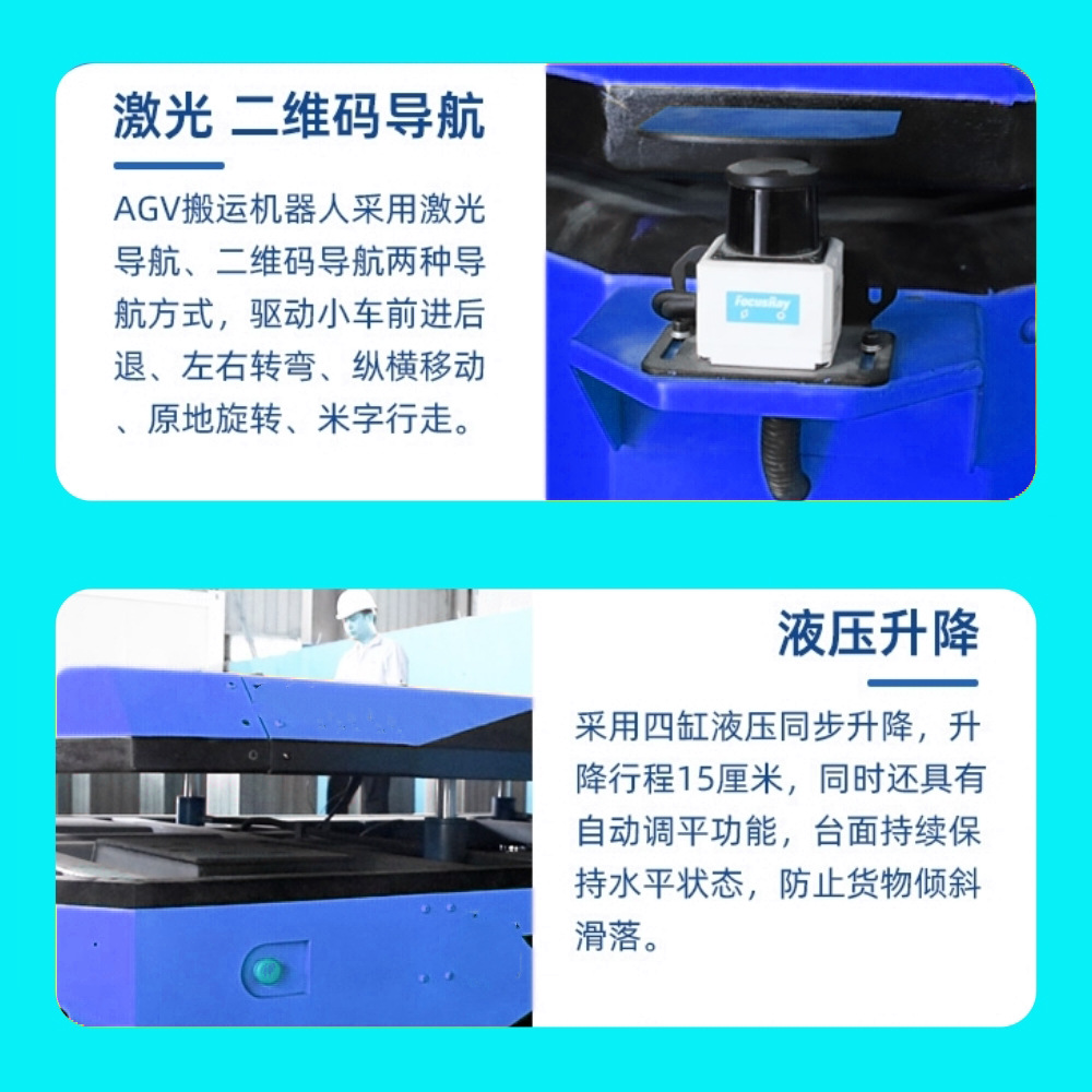 Submersible lifting backpack forklift, large-load intelligent warehousing and logistics floor, automatic agv intelligent material handling trolley Specification drawing