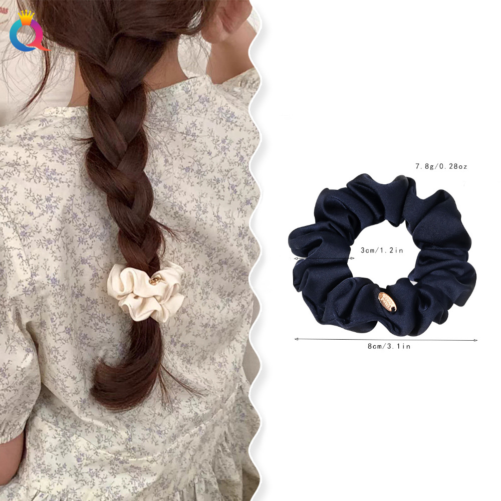 Qiyue faux silk Large Intestine Hair band fabric hair tie Solid color Hair Tie Large Intestine Hair Band Women Korean version hair accessory wholesale details Picture