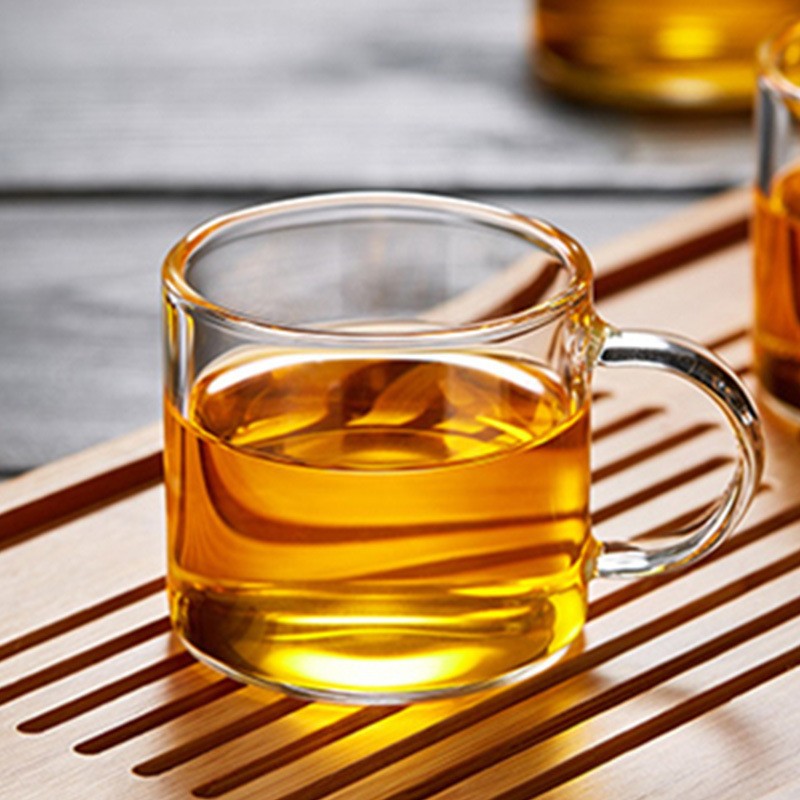 2 liang Baijiu cup, 100ml high-temperature resistant high borosilicate glass, small tea-tasting cup, straight handle, heat-resistant, carry tea with the cup full figure