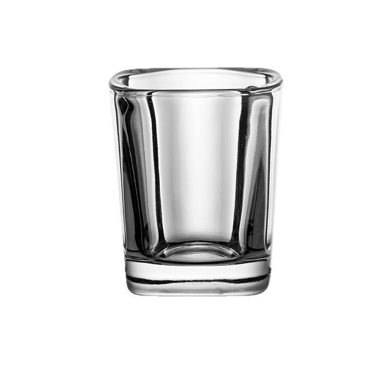 Square transparent small wine glasses, high-end thickened glass, white spirit cups, bullet cups, wine sets, square cups wholesale with LOGO printing Item Picture