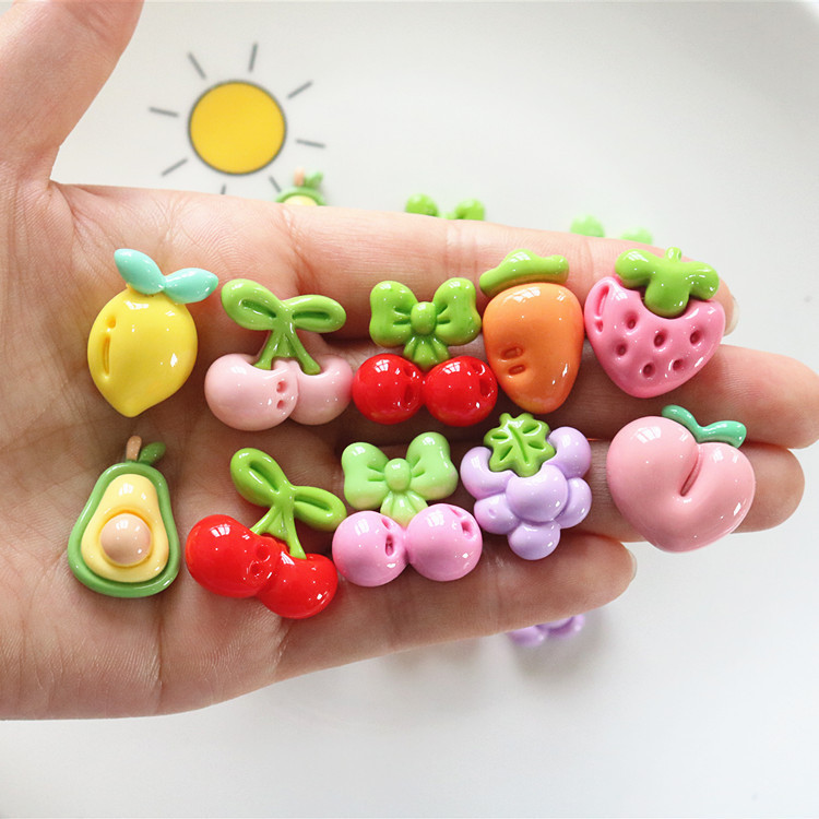 Shiny strawberry avocado fruit cream glue diy small accessories, hair accessories, headwear, hair clips, resin small accessories details Picture