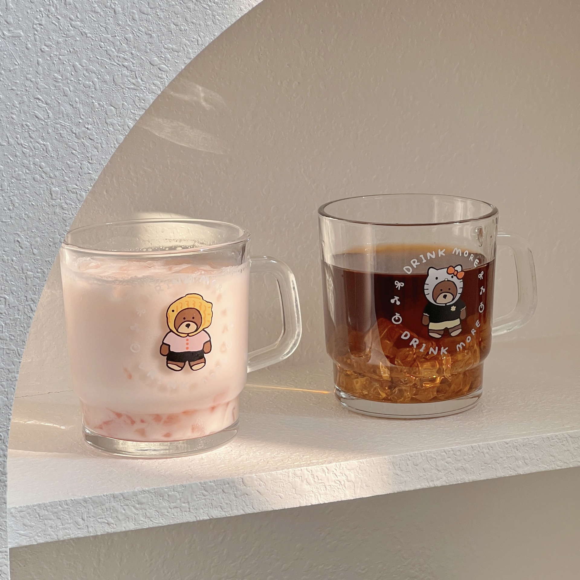 Cross-border Korean InS-style glass cold brew coffee cup, creative water cup, glass cup, breakfast cup details Picture