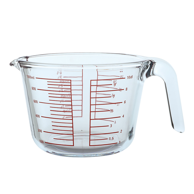 Bolimei high borosilicate household glass measuring cup with scale, large capacity for baking, microwave, handle, thickened and transparent Item Picture