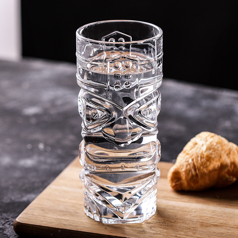 Creative big-eyed ghost face cup, glass cup, dining bar juice cup, cocktail cup, transparent glass water cup with logo printing details Picture