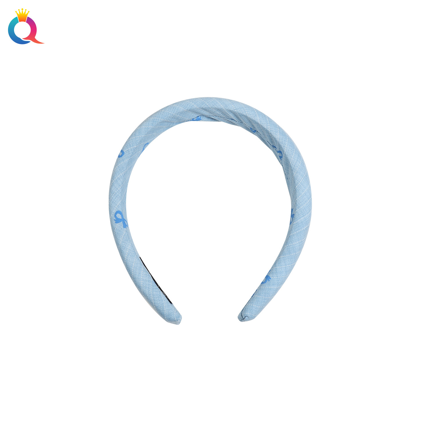 Qiyue Fresh blue bow striped headband, wide-brimmed, elegant and stylish headband, hair clip, hair accessory Item Picture