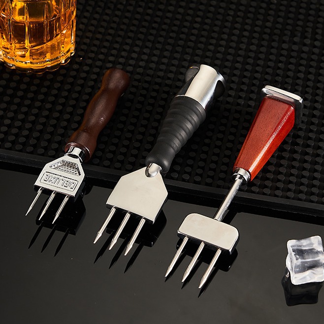 Bartender ice cone, three-headed cone, cocktail crushing tools, whisky ice hockey trident, bar ice-breaking chisel details Picture