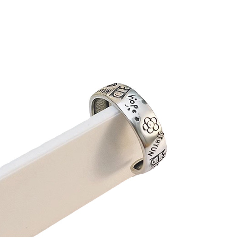 Graffiti niche design, high-end and light luxury open ring, women's personalized and fashionable open ring, simple ring, cool and trendy food ring Item Picture