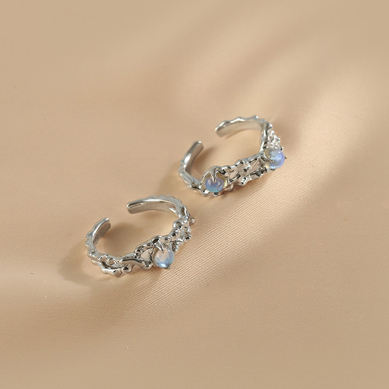 ins Cold style thorn moonstone open ring for women, high-end and niche design index finger ring, trendy and personalized ring Application Scenario