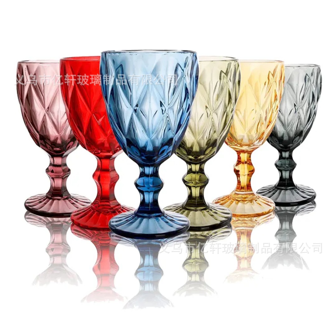 French court-style transparent glass wine glasses, spray-painted champagne glasses, highball glasses, thickened European style wine glasses Specification drawing
