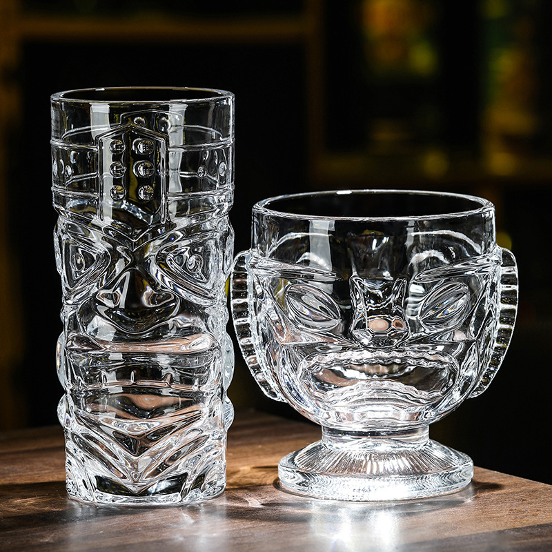 Creative glass juice cup, thickened cocktail cup, funny face cup, fruit tea cup, milk drink cup, smoothie cup Specification drawing
