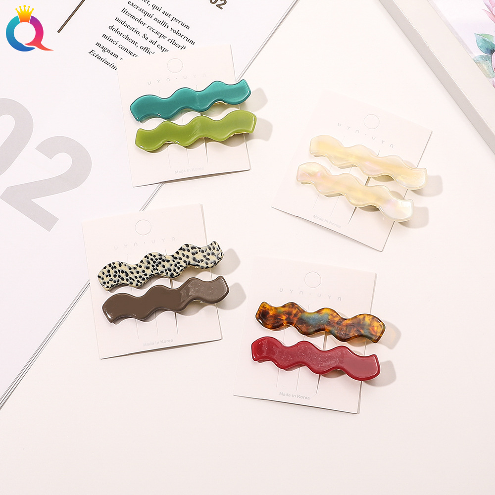Qiyue Korean acetate wavy hair clip, bangs, fine fringe clip, retro style, versatile duckbill clip accessory details Picture