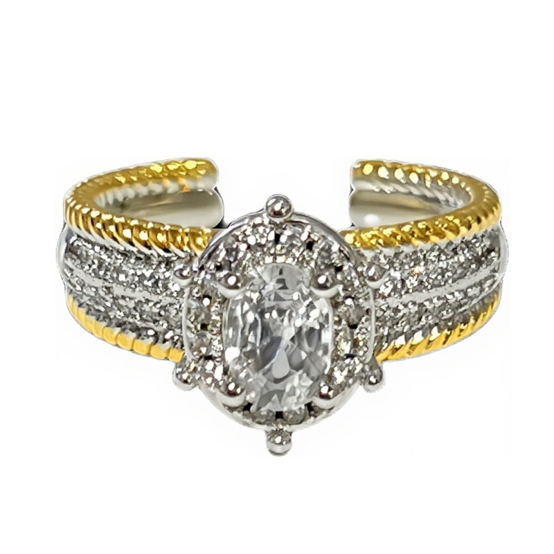 A new Chinese-style retro two-color skirt hem brushed opening ring for women's twin butterfly with a unique design sense and a light luxury index finger ring Item Picture