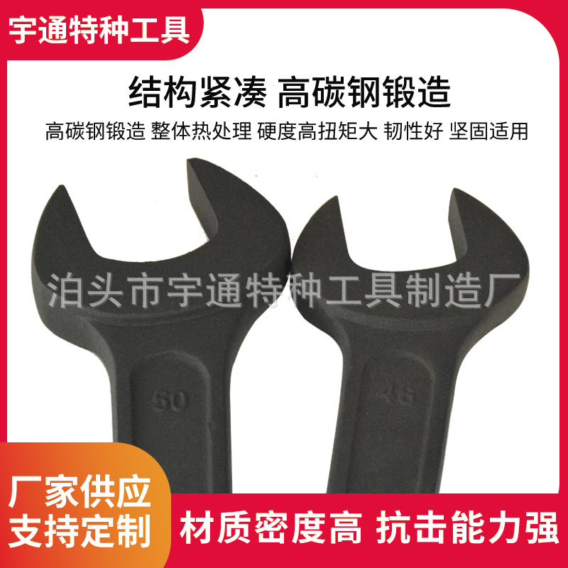 Factory wholesale and processing of small integrated steel C-shaped open-end wrenches and die-forged steel single-head striking open-end wrenches Specification drawing