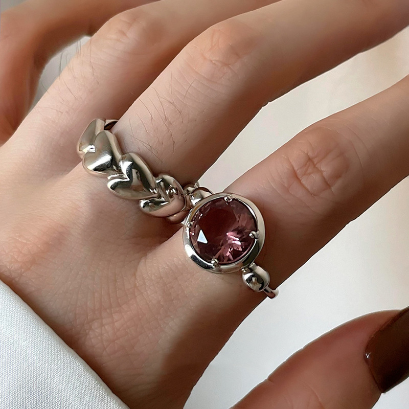 Korean version ring, women's ins brown crystal diamond zircon, simple and niche design, high-end and light luxury, 2022 new style full figure