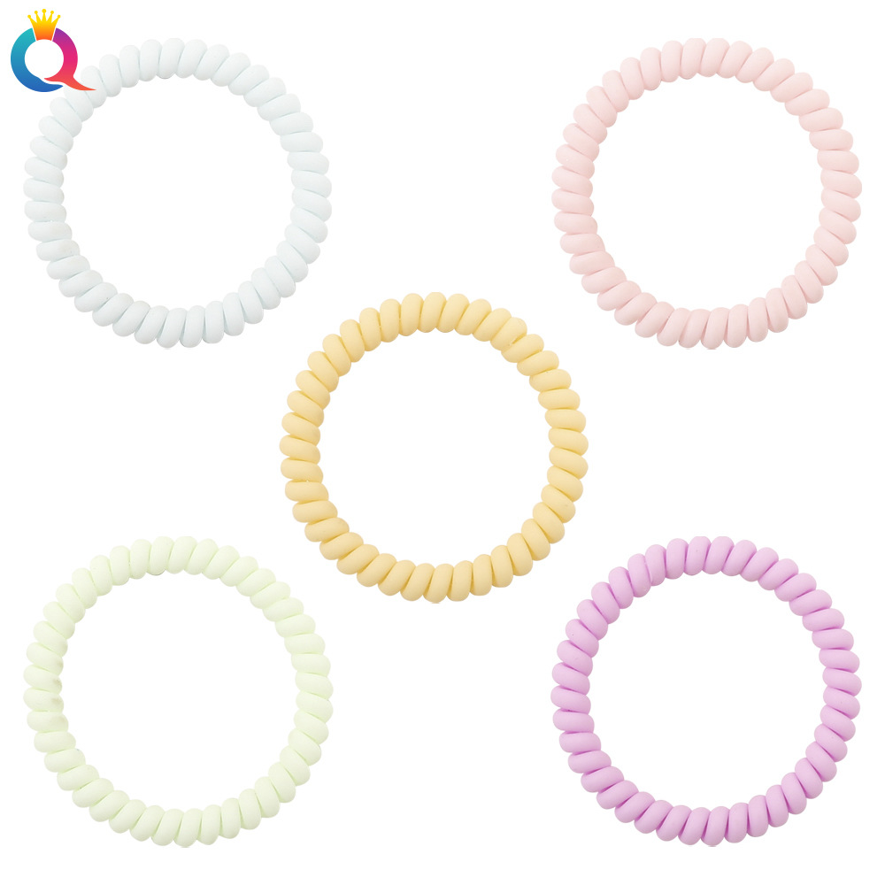 Qiyue Korean macaron telephone line hair band, back of the head, hair tie for washing face, candy color, versatile and simple headwear details Picture