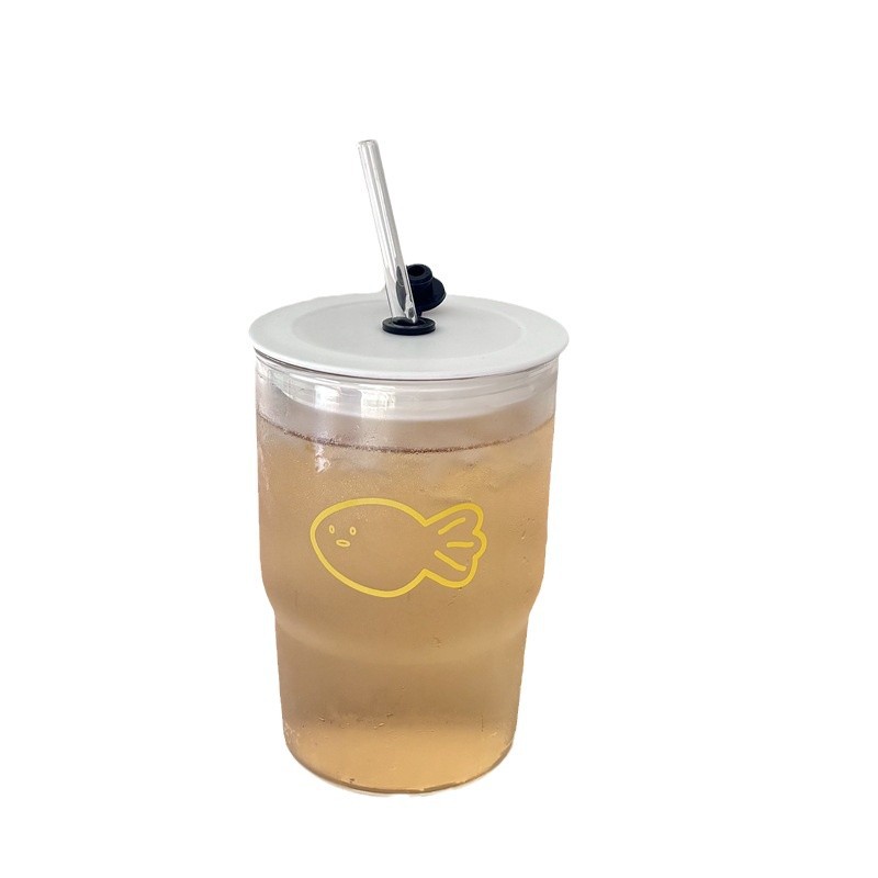 Boli American, Japanese and South Korean bloggers' InS-style high borosilicate glass straw cups, girlish heart water cups, student drinking cups Item Picture