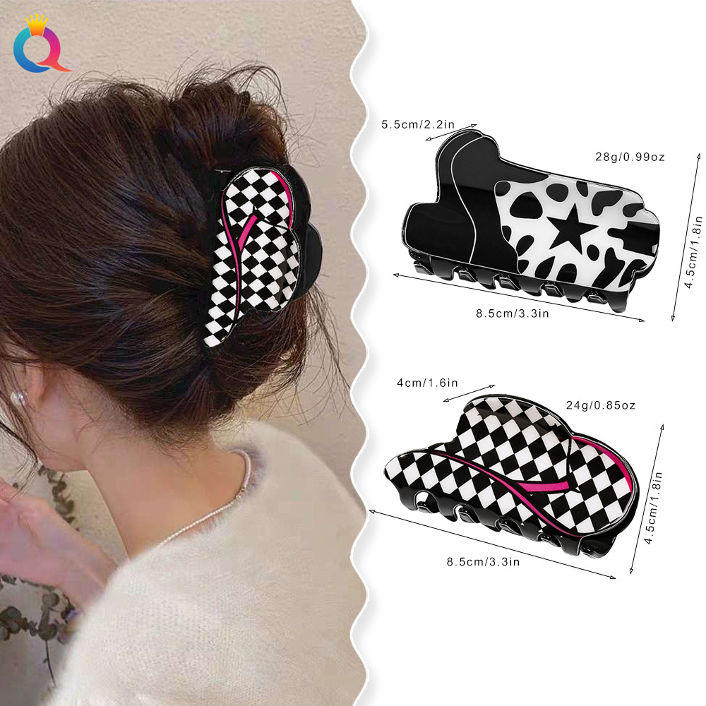 Qiyue Cross-border Acrylic hats, boots, hair clips, women's British style ponytail clips, headwear, shark clips, hair accessories wholesale details Picture