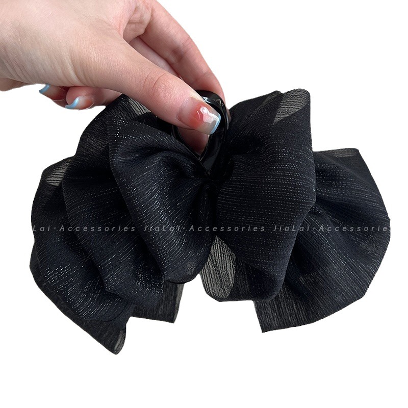 2025 New black double-sided bow cloud hair clip for spring and summer, a high-end bubble shark clip for the back of the head Item Picture