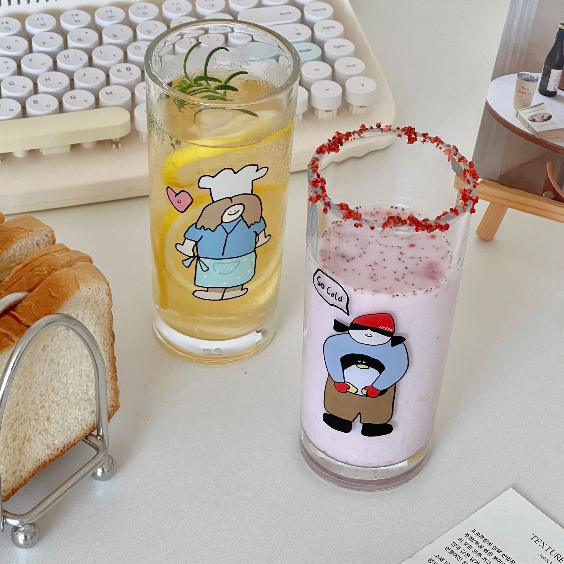 Bolimei Ins-style straight home glass cups, simple and cute juice cups, milk cups, coffee cups and breakfast cups Application Scenario