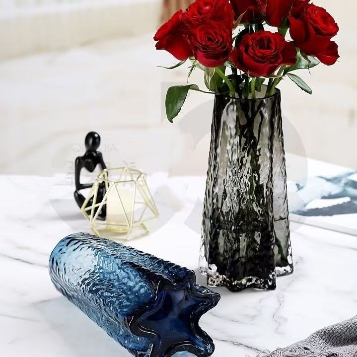 High-end, light luxury and creative glass vase, water-grown fresh flowers for the living room entrance, high-end home vase art display Specification drawing