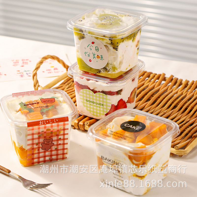 Wholesale of multi-layered mousse cake boxes, fruit scoop boxes, popular disposable stir-fried yogurt and soy milk tiramisu cups details Picture