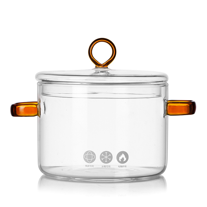 Double-ear soup pot, high borosilicate glass pot, bird's nest cup, household health-preserving stew pot, transparent stew pot, electric ceramic stove soup pot Item Picture