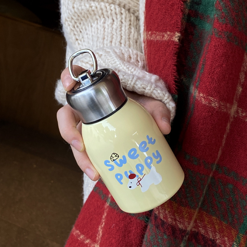 New Year and Christmas bell Apple puppy insulated cup, stainless steel water cup, portable cartoon hook pocket cup Item Picture