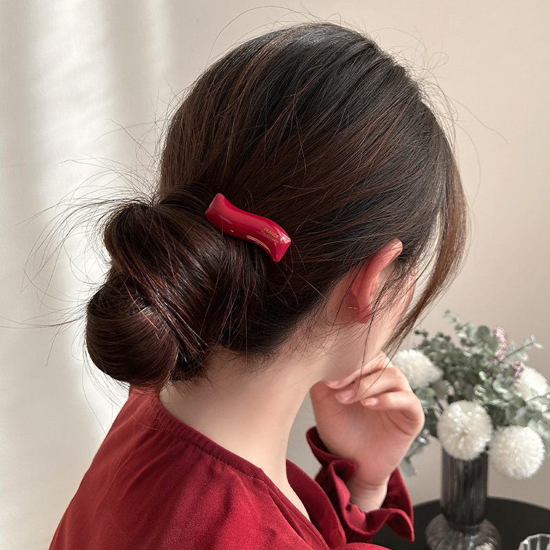 Toffee high-end acetate hair clip headwear, elegant and girlish bangs clip, forehead duckbeak clip, ins side clip details Picture