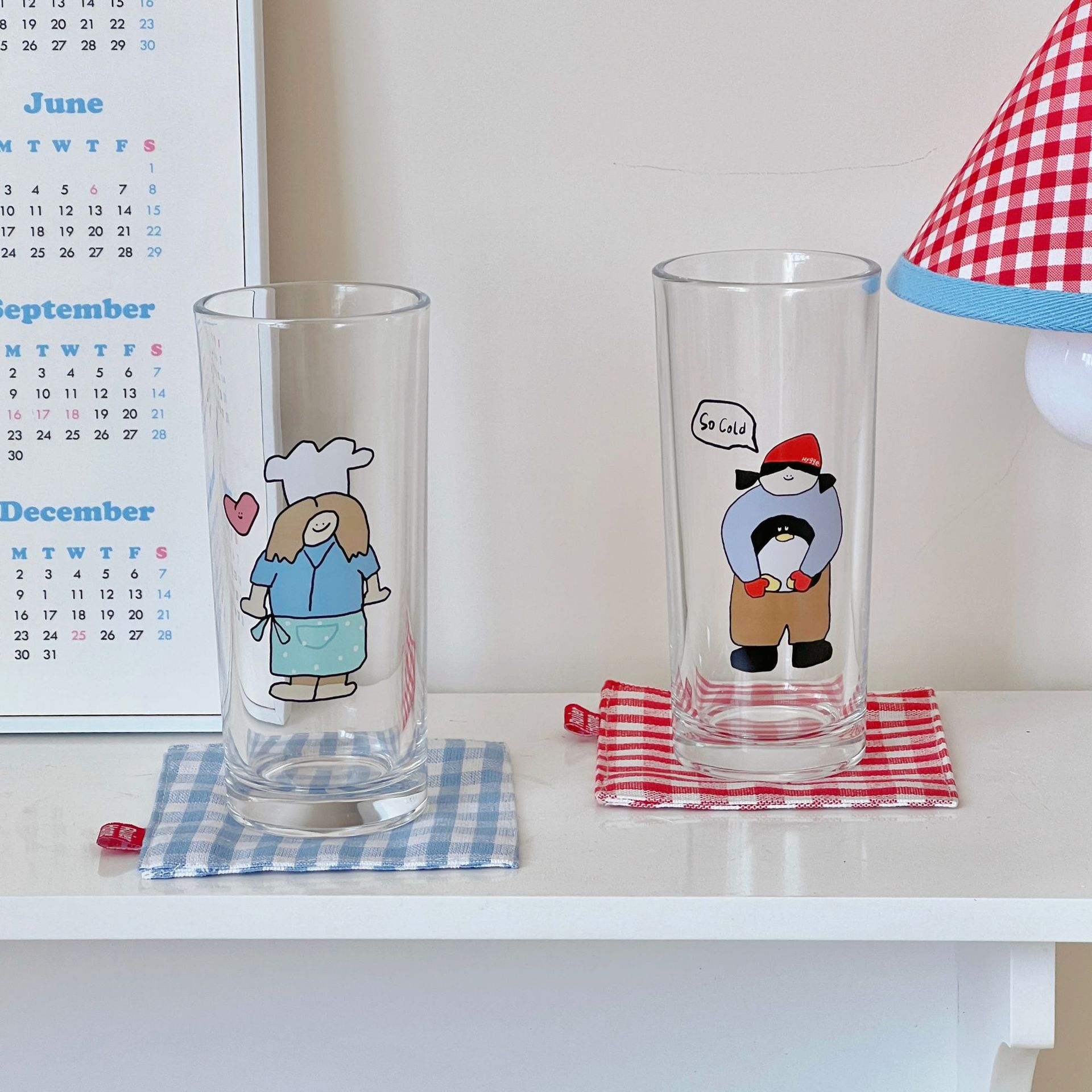 Bolimei Ins-style straight home glass cups, simple and cute juice cups, milk cups, coffee cups and breakfast cups details Picture
