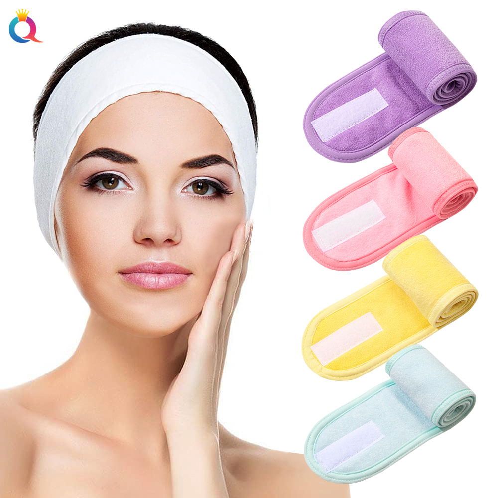 Qiyue Amazon facial cleansing and hair binding bands, women's makeup Velcro, coral fleece hair covers, sports yoga headbands wholesale full figure