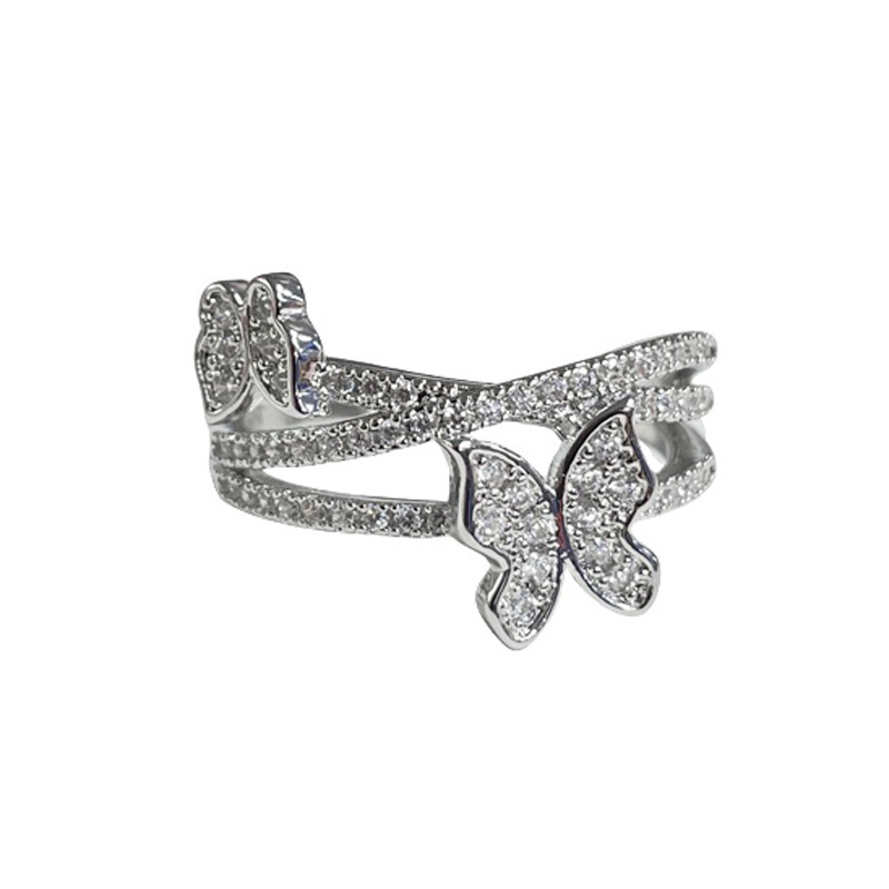 A new multi-layered butterfly opening ring for women's ins, with a light luxury and high-end feel, is a unique and niche ring Item Picture