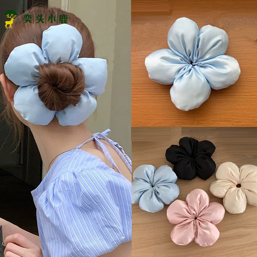 Cute sponge flower hair tie, new Korean-style bubble hair tie, oversized large intestine circle hair tie, oversized high-end hair tie full figure