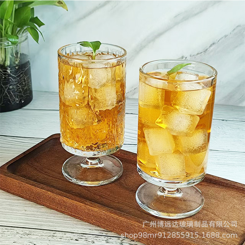 Bark-patterned highball cups, ins household glass cups, coffee cups, juice cups, sparkling water cups, beverage cups, whisky cups Application Scenario