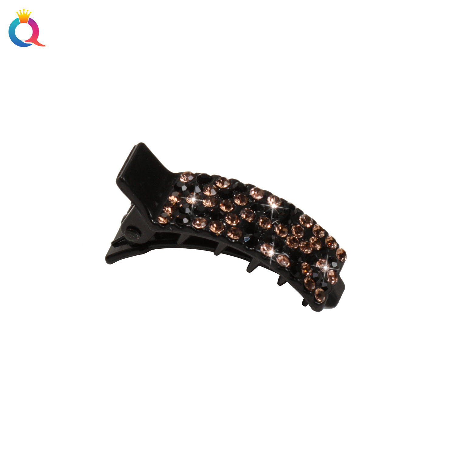 Wholesale of Qiyue colorful water diamond bangs clips for women, high-end side clips, elegant and light luxury ponytail clips, duckbill clips and hair clips Item Picture