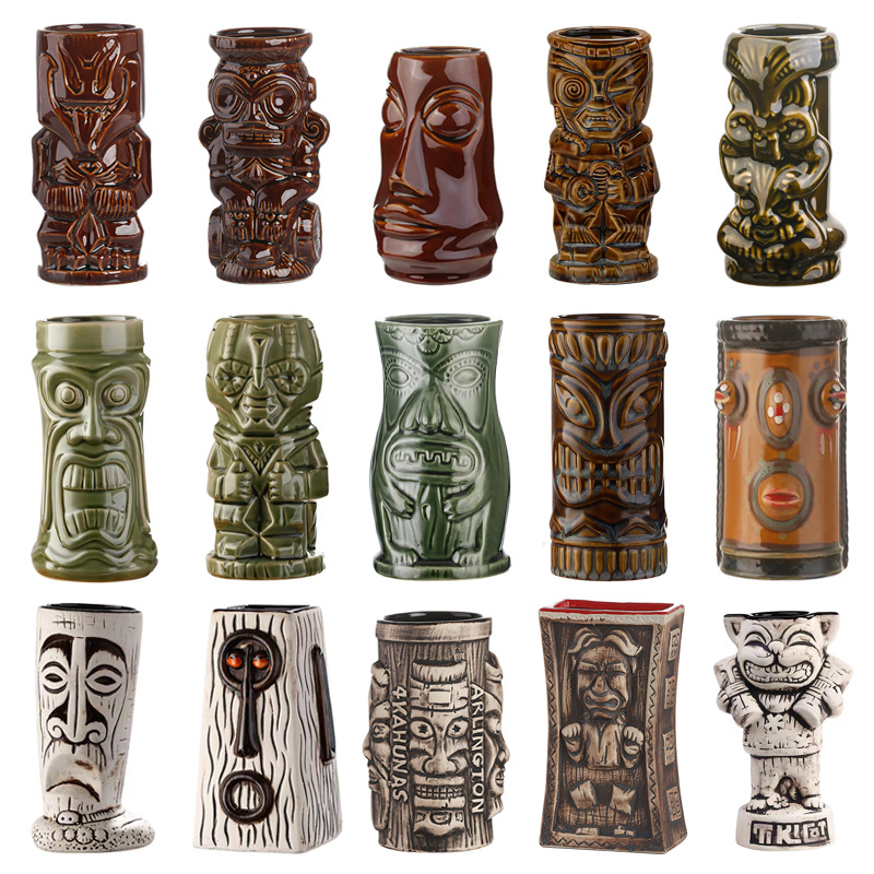 Hawaiian cocktail cups, Statue series, tiki cups, bar ceramic Tiki cups, creative art decorative cups full figure