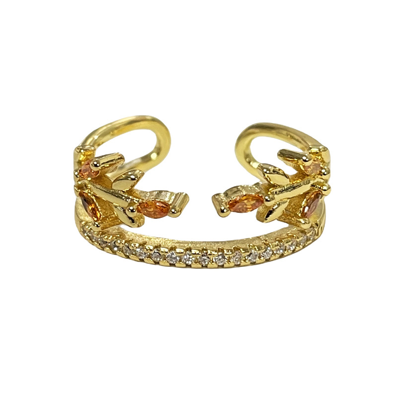 A niche design sense, light luxury, colorful diamond, fashionable heart-shaped ring, women's Instagram, cold style, exquisite and elegant, versatile index finger ring Item Picture