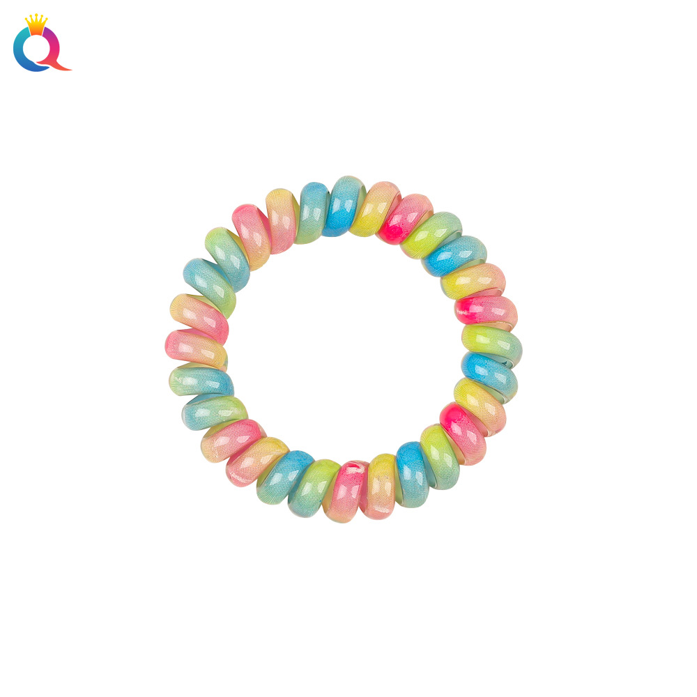 Wholesale of Qiyue Korean version simple gradient color telephone line hair band headband for women with a high-end look, hair tie rubber band headwear Item Picture