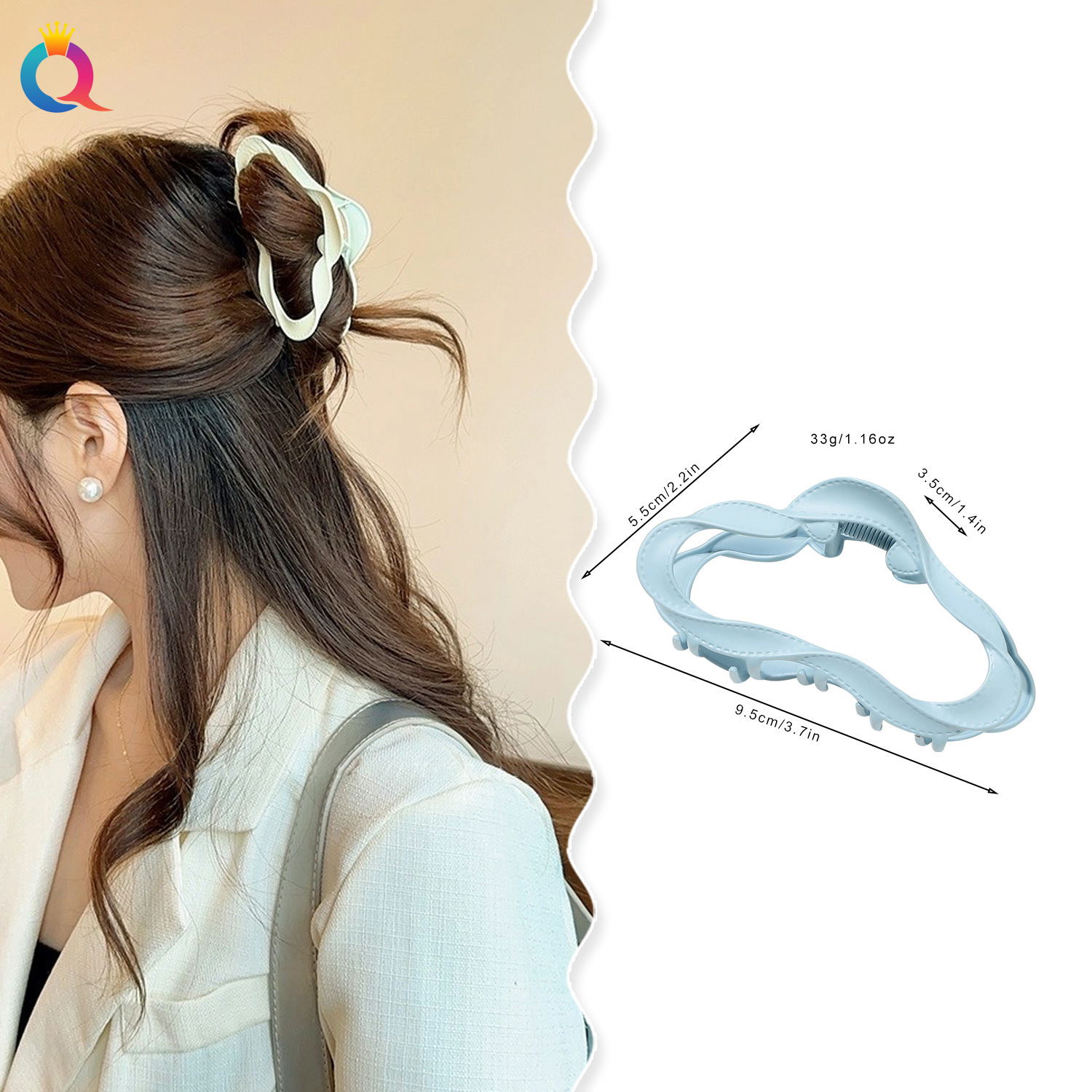 Qiyue Dopamine Cloud Grabber, a niche fashion metal hair clip, updo shark clip, high-end hair accessories wholesale details Picture