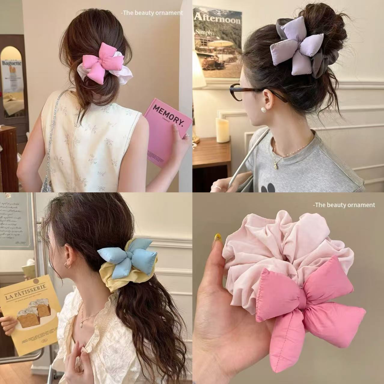 ins Korean version sponge bow large intestine hair tie Sweet Girl 2025 Spring/Summer new style High-end hair tie full figure